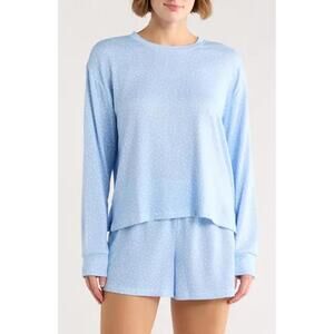 NWT! PJ Salvage Long Sleeve Top & Boxer Shorts Pajamas in Blue Size Large